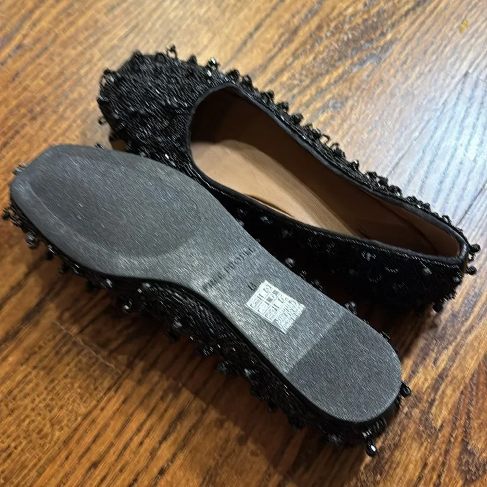 Free People Black Beaded Flats Free People Weekends Out Embellished Flats